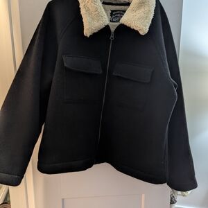 Faherty High Pile Fleece Jacket Heathered Black.